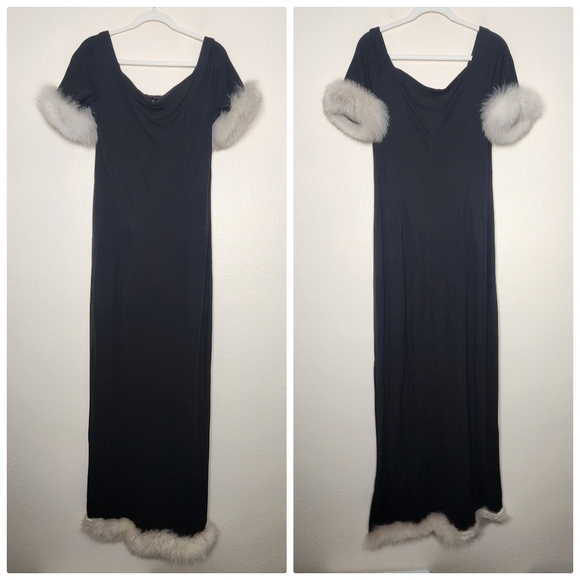 Vintage Elegant Black Faux Fur Trim XL - Picture 2 of 6